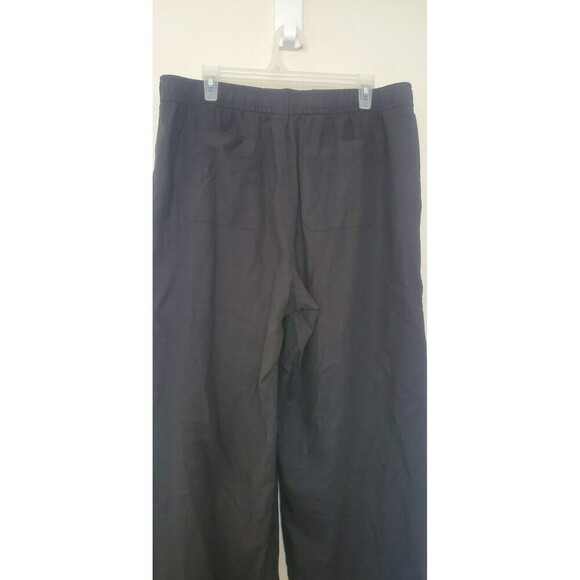 Old Navy Linen Pants High Rise Wide Leg Straight Comfort Waist Rayon Black Sz L - Picture 16 of 16
